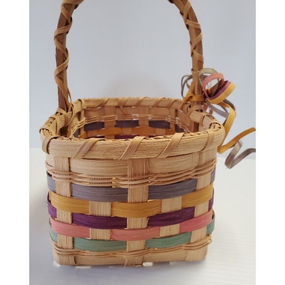 Woven Basket with Multicolor Bow - Picture 4 of 5
